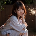花火をする女性 3枚目