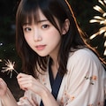 花火をする女性 5枚目