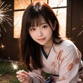花火をする女性 6枚目