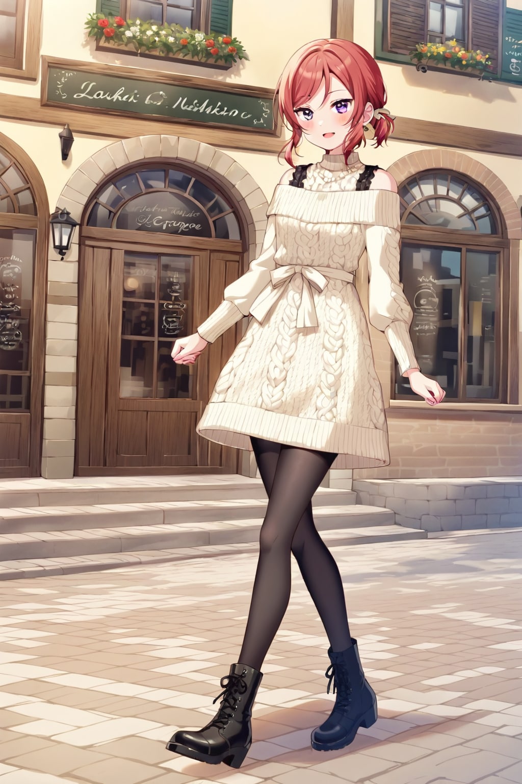 ヨーロッパの街中を歩く真姫ちゃん。地中海周辺