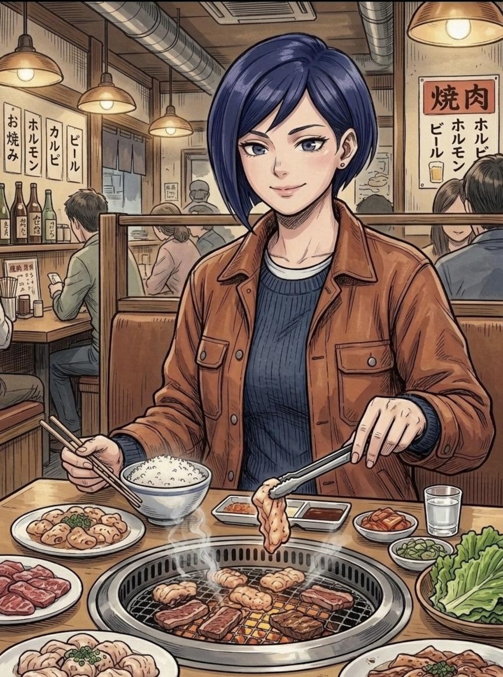 【休暇】焼肉を楽しむヒーローたち