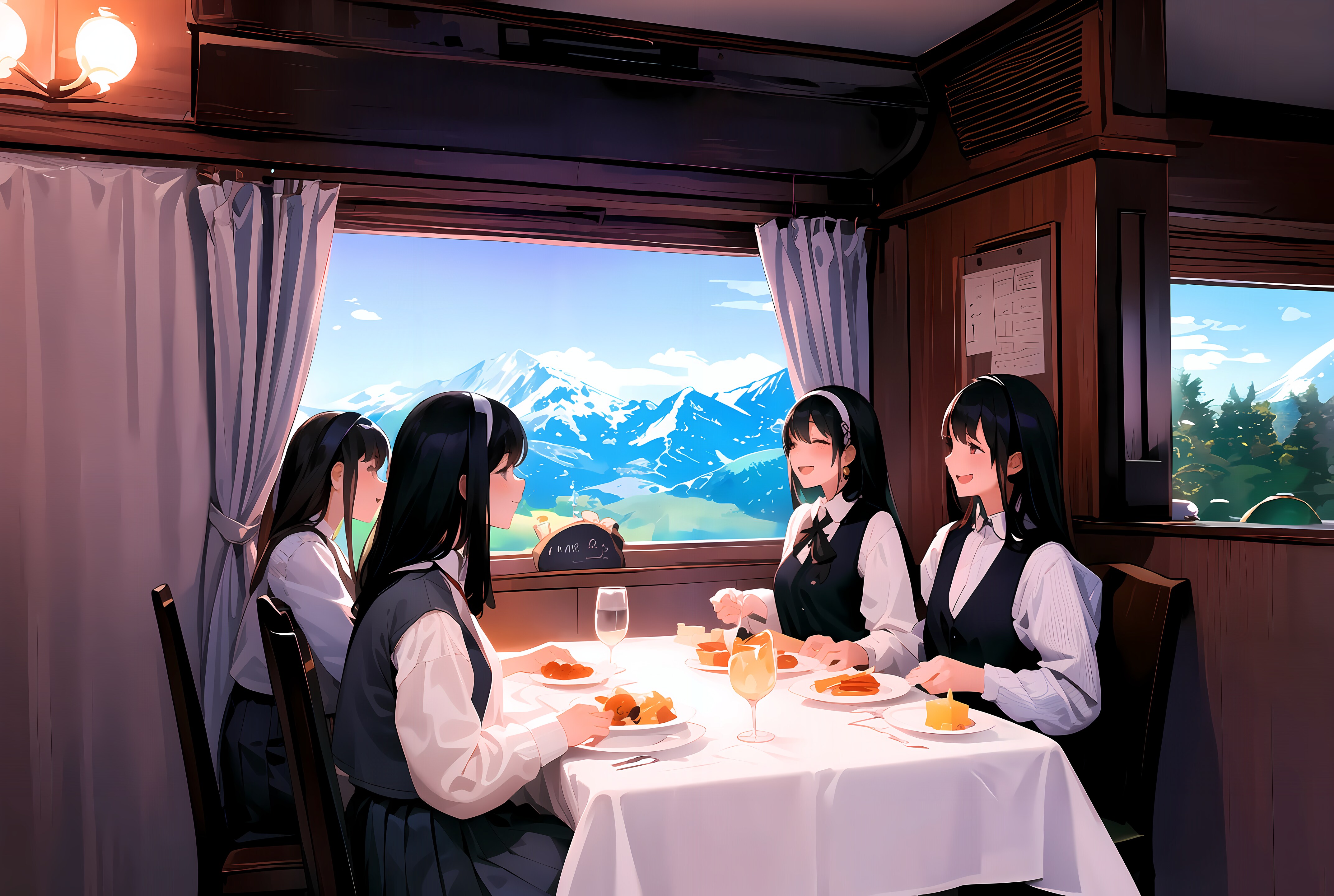 食堂車にて