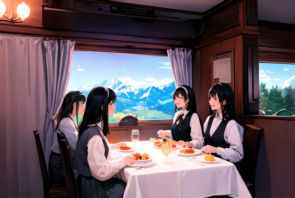 食堂車にて
