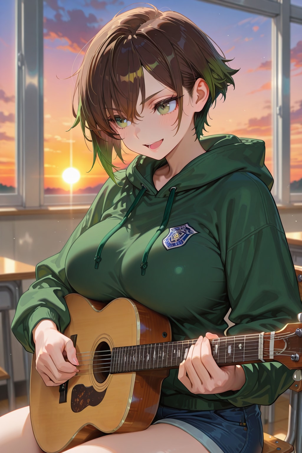 弾き語りをする琴音さん | の人気AIイラスト・グラビア