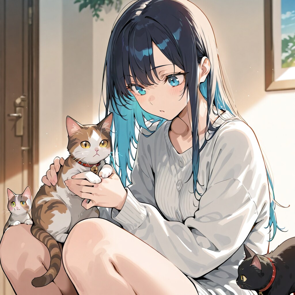 美少女と猫