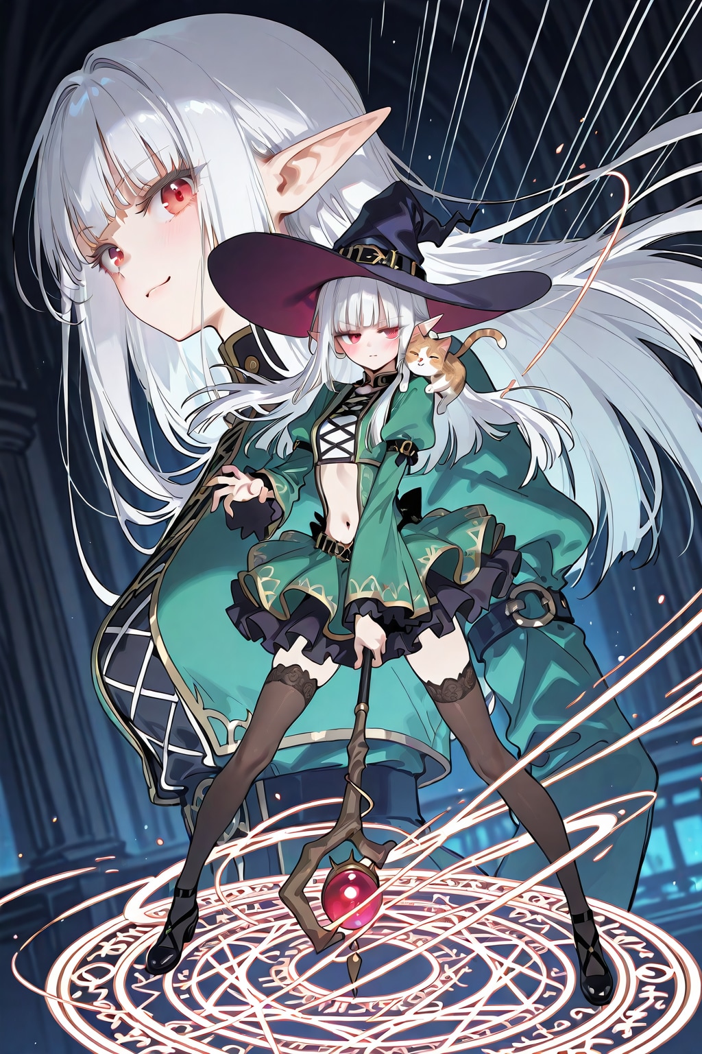 猫とエルフの女の子 | の人気AIイラスト・グラビア