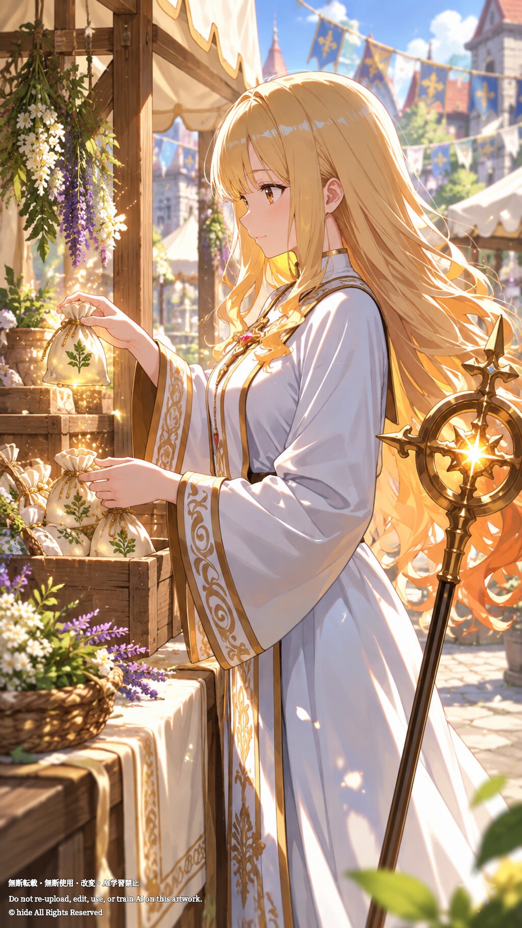 エリシアさん、癒しの花棚で