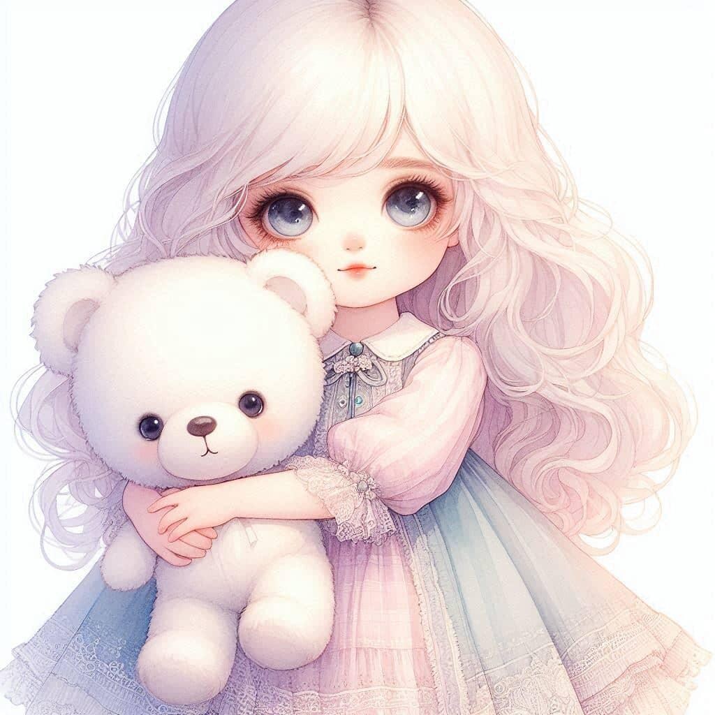 クマのぬいぐるみと女の子