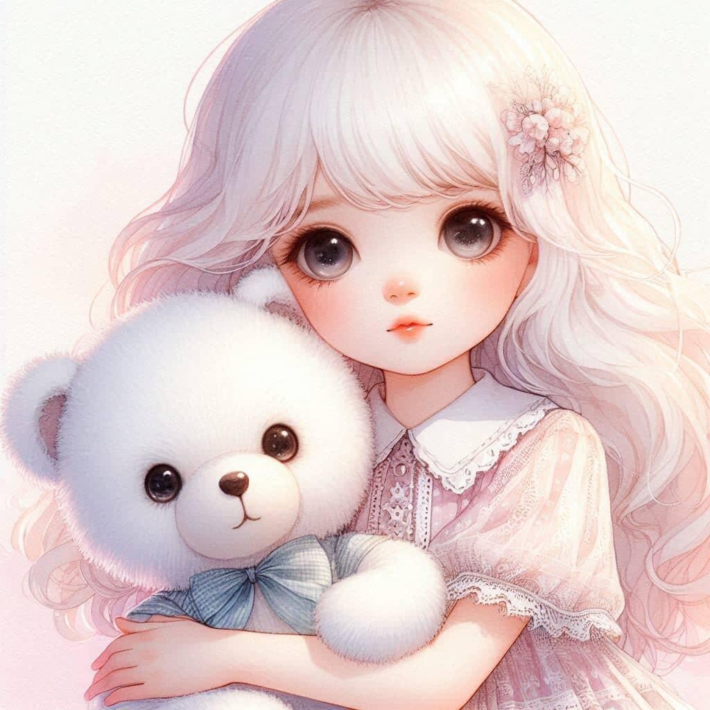 クマのぬいぐるみと女の子