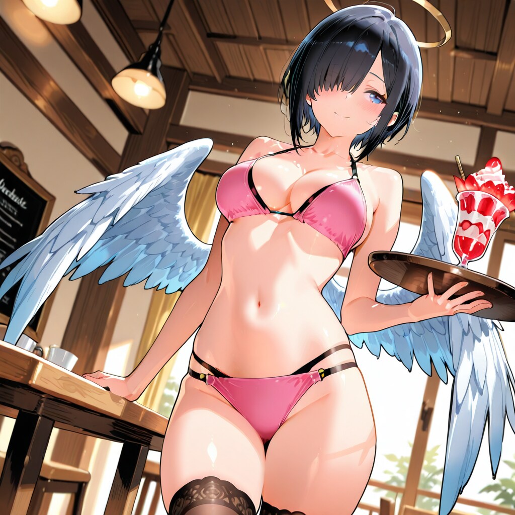 いちごパフェとピンクビキニ！