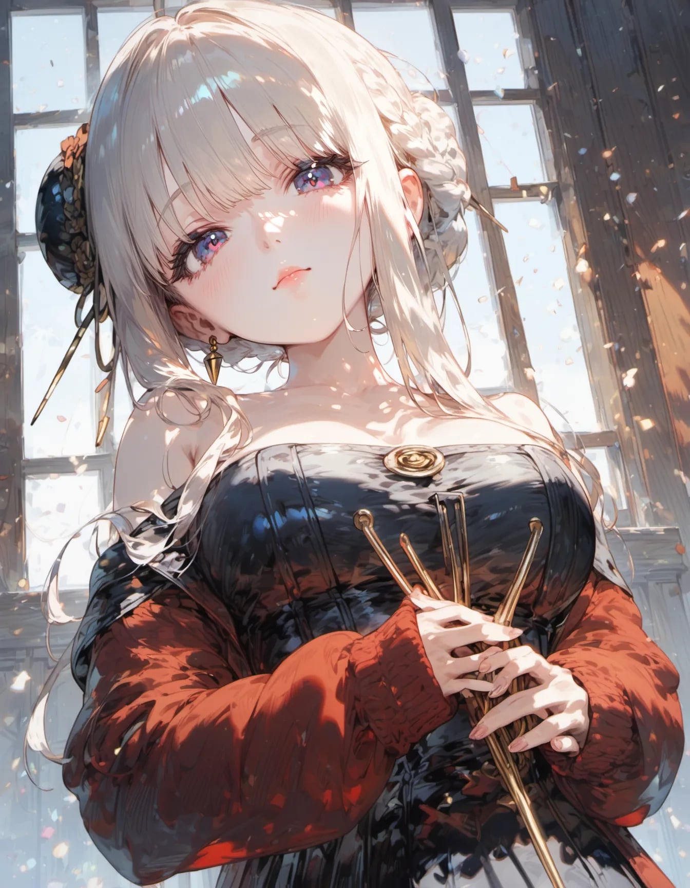 Elegant Gaze of the White-Haired Lady | の人気AIイラスト・グラビア
