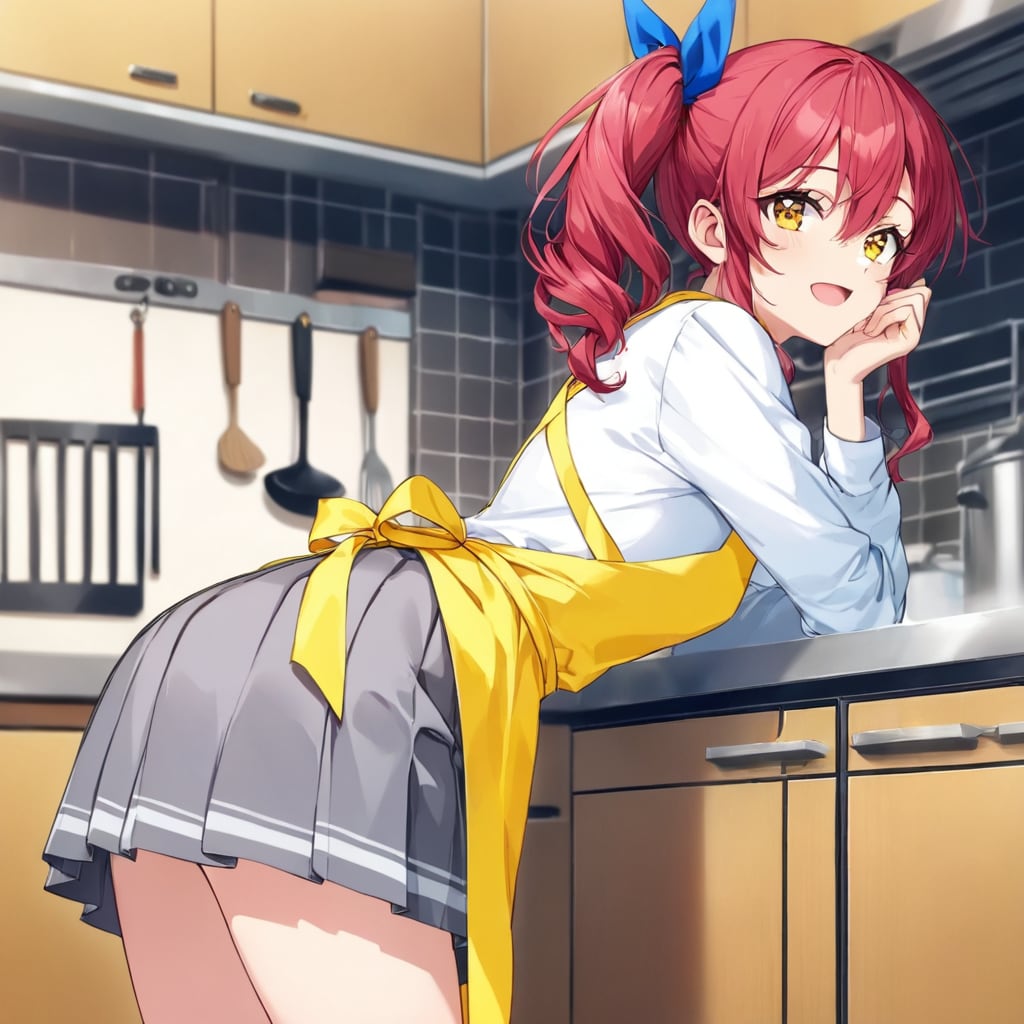 キッチンで何かを作る赤毛ちゃん