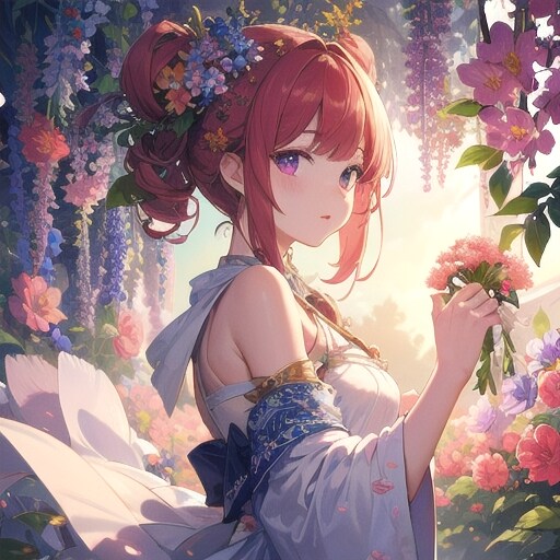 花棚に手を添えて