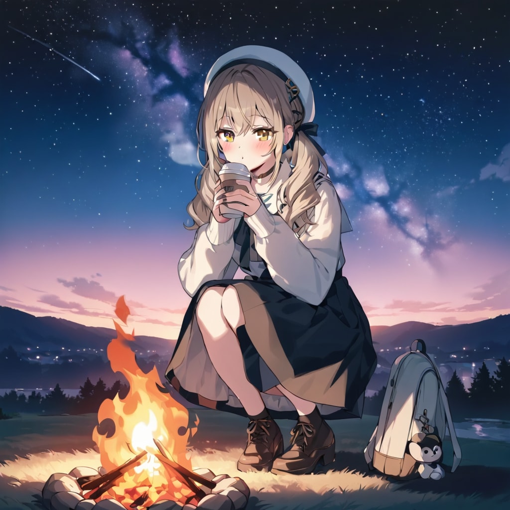 朝焼けと焚き火 | の人気AIイラスト・グラビア