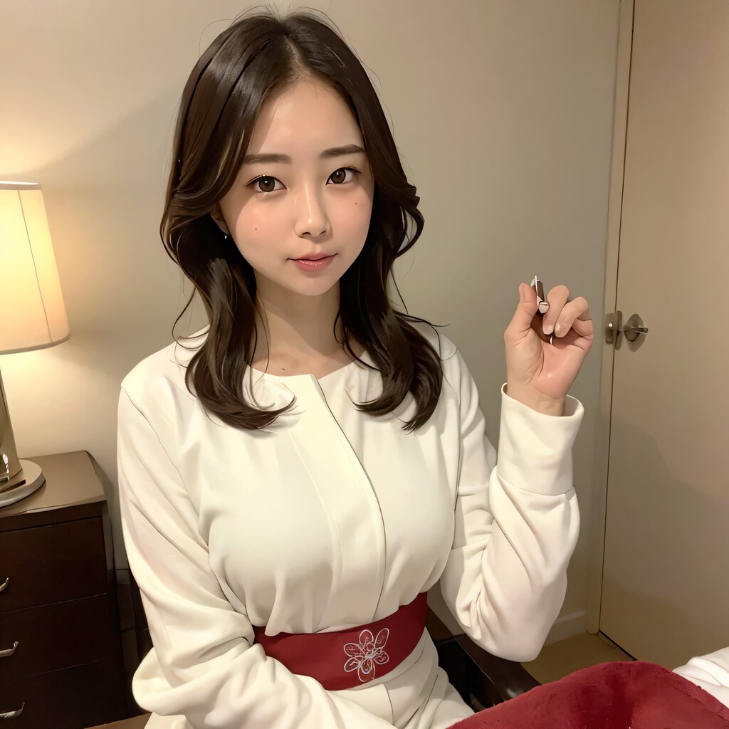 黒髪ロングで寝室の美女３６