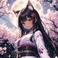 梅の花と猫耳着物娘 5枚目