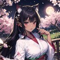梅の花と猫耳着物娘 4枚目