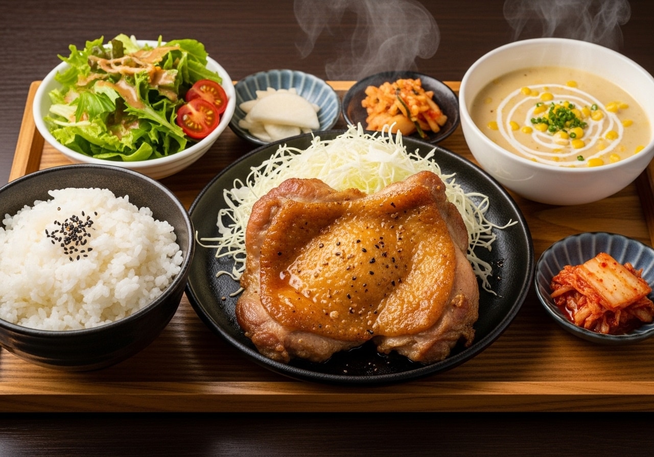 摩訶不思議食堂の鶏もも肉ステーキ膳 | の人気AIイラスト・グラビア