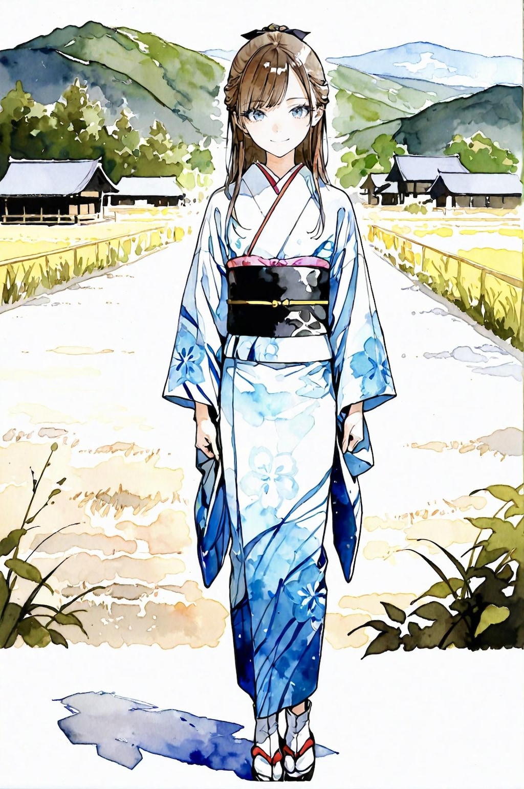 水彩画風ー和服