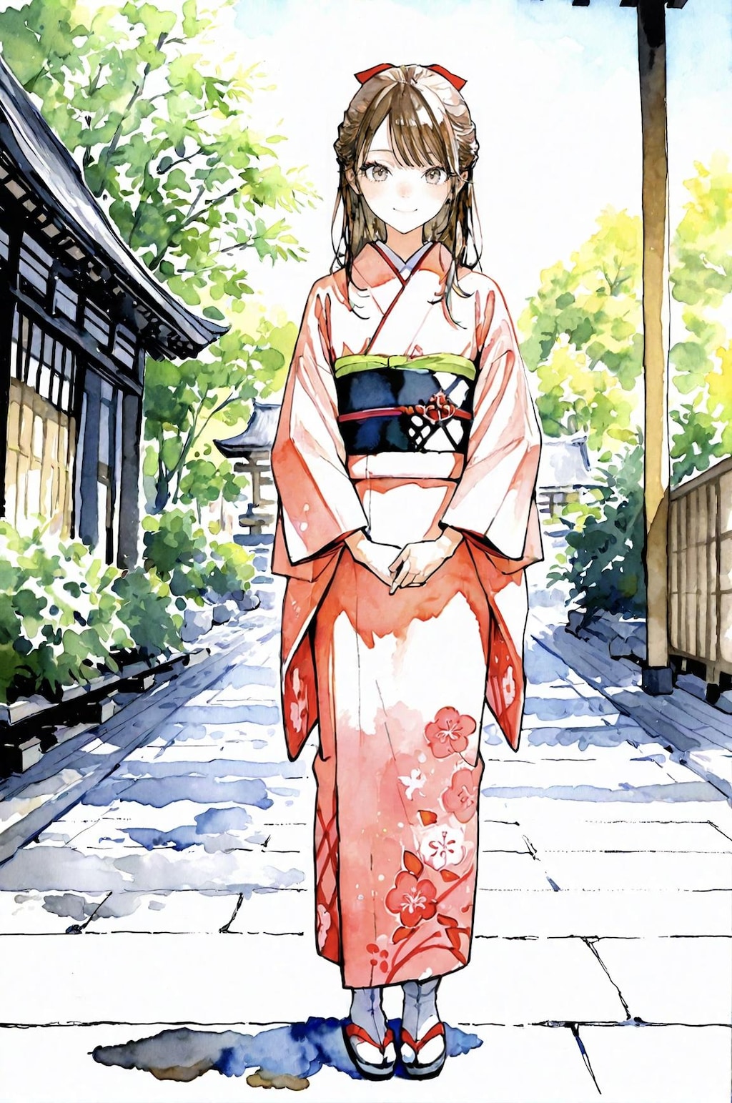 水彩画風ー和服