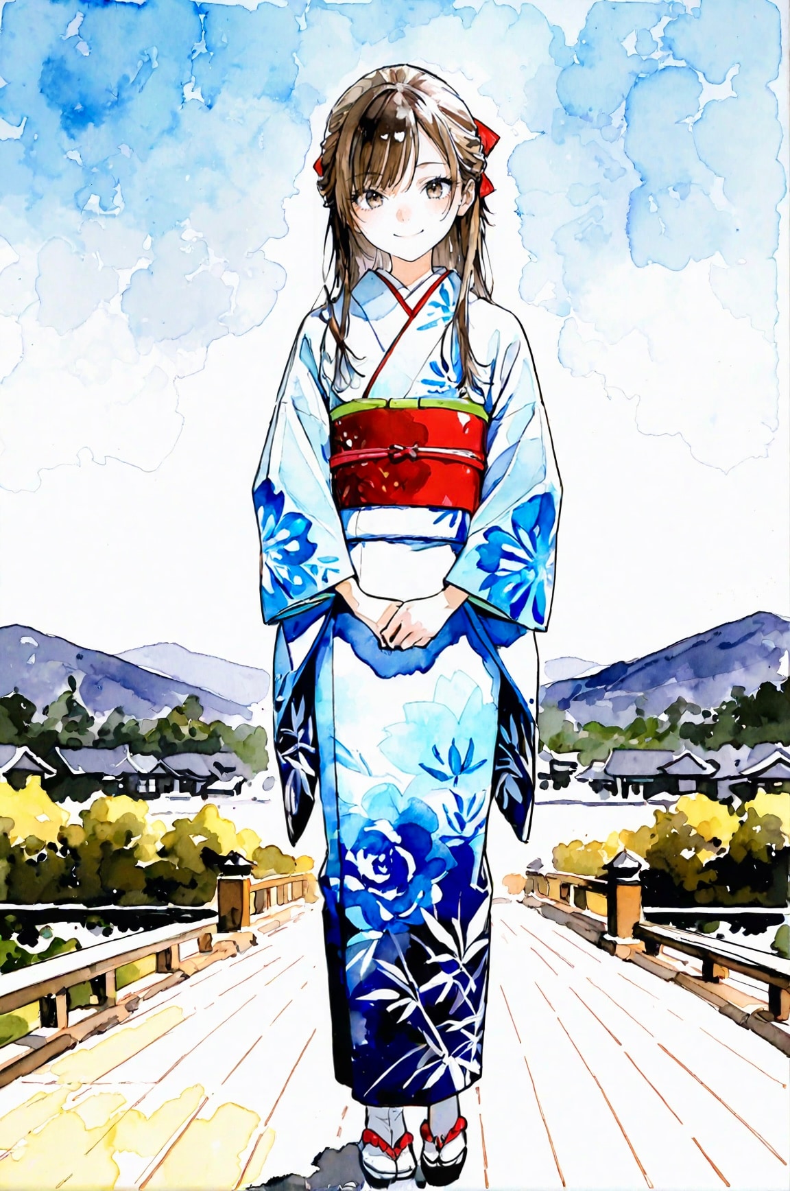 水彩画風ー和服 | の人気AIイラスト・グラビア