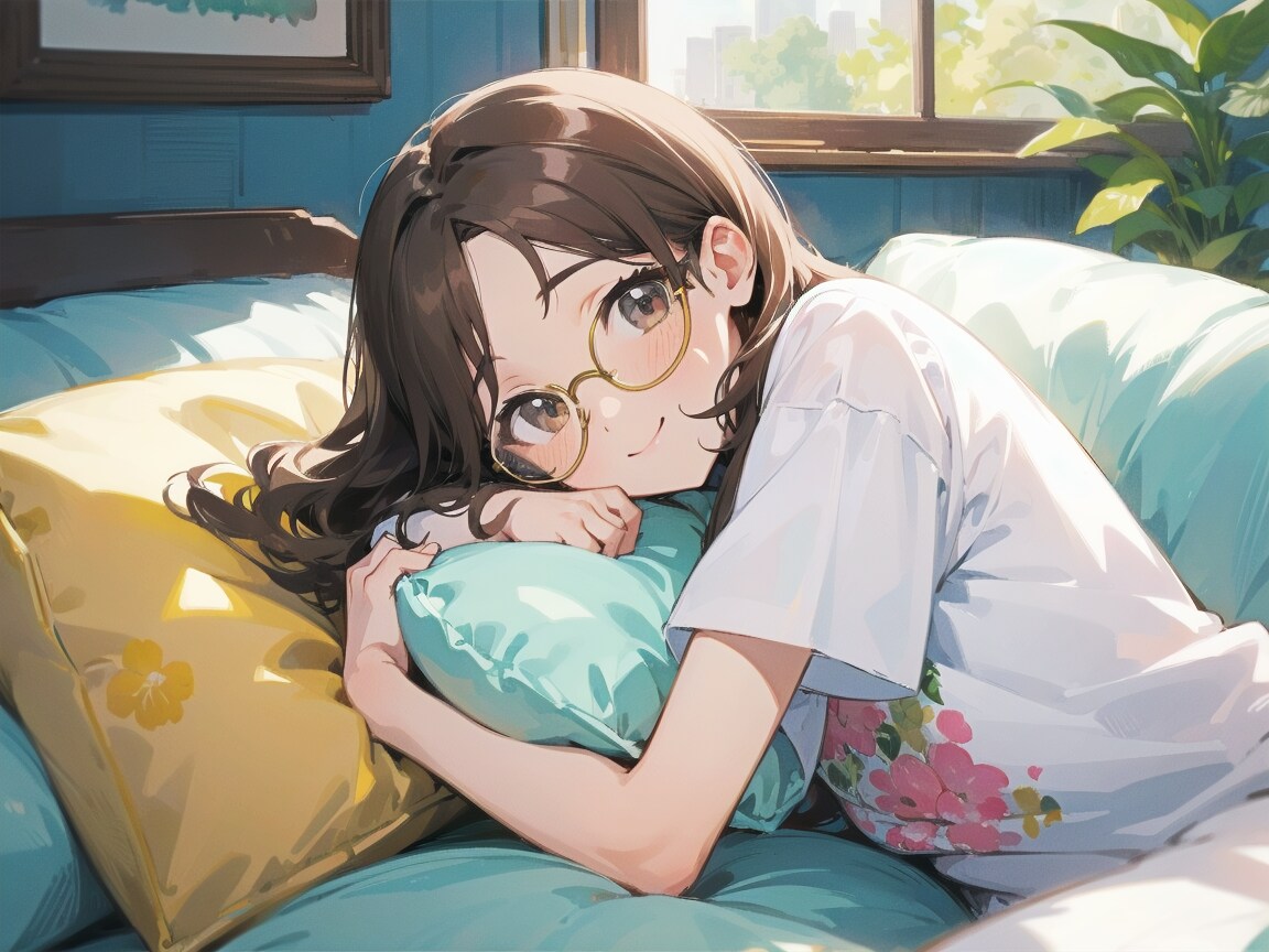 ソファーの“めが×でこ”ちゃん