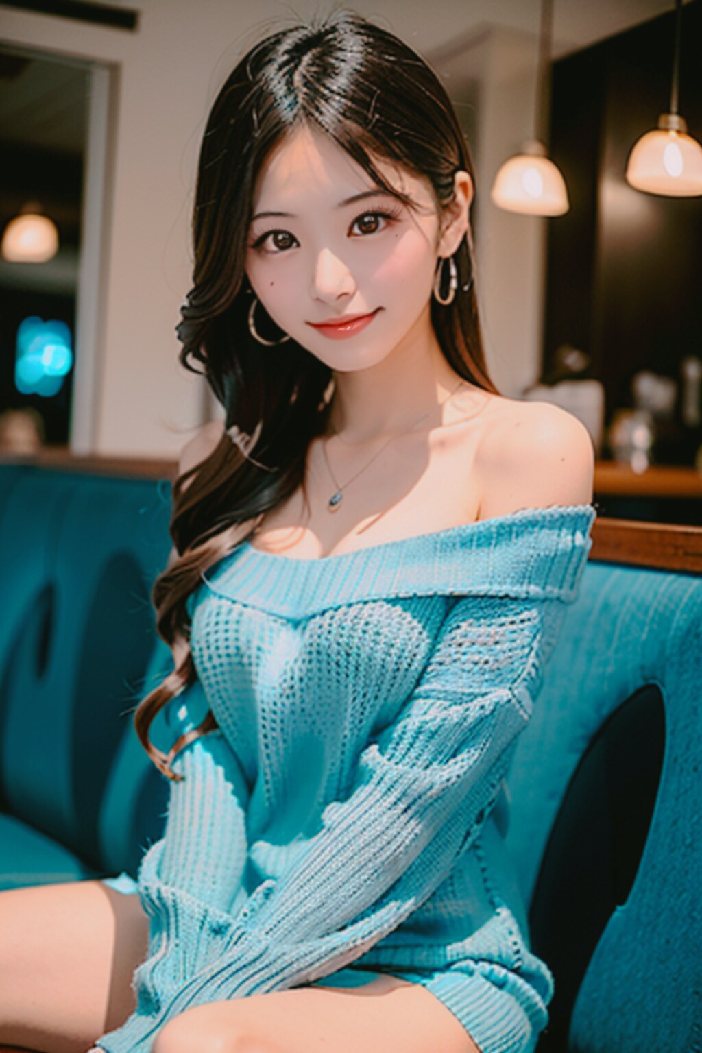 オフショルのサマーセーター