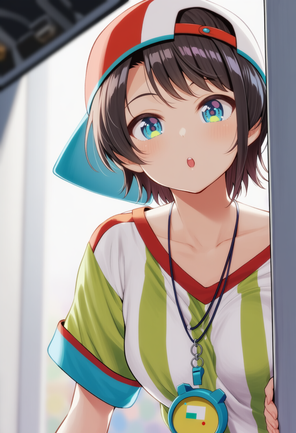 すばうが物陰からジッと見つめているだけ