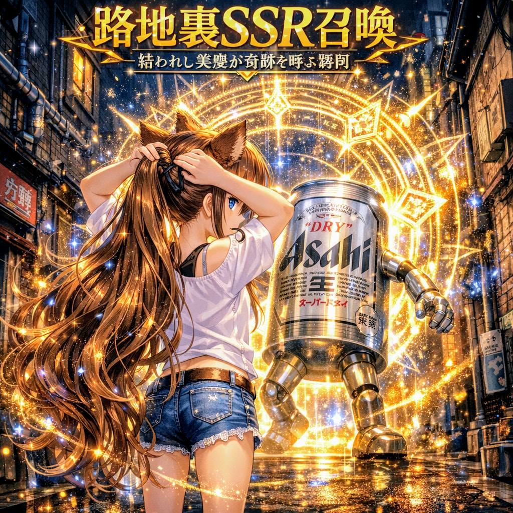 路地裏SSR召喚のキレイな髪を結ってる小さな女の子