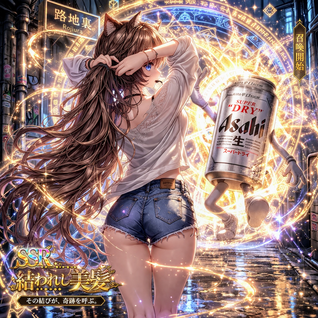 路地裏SSR召喚のキレイな髪を結ってる小さな女の子