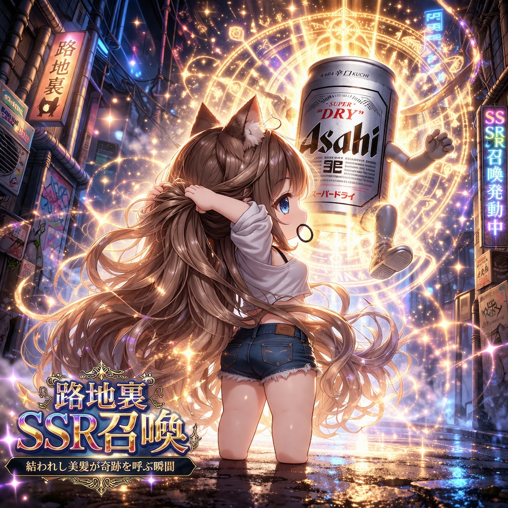 路地裏SSR召喚のキレイな髪を結ってる小さな女の子