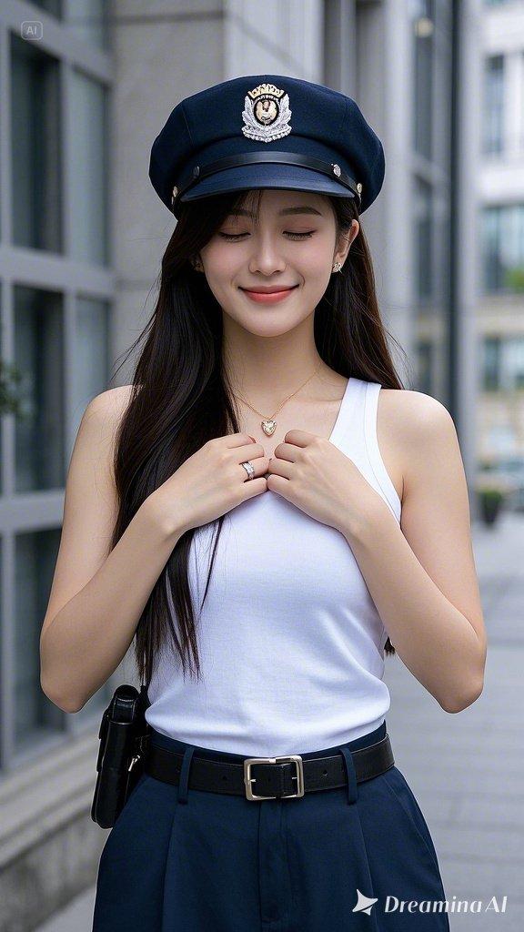 かっこかわいい婦警のロマンティックな憩い
