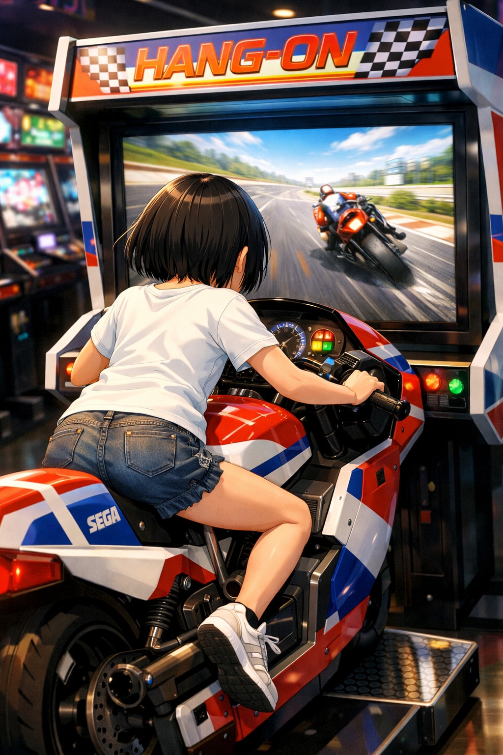 バイクゲームをしている女の子 | の人気AIイラスト・グラビア