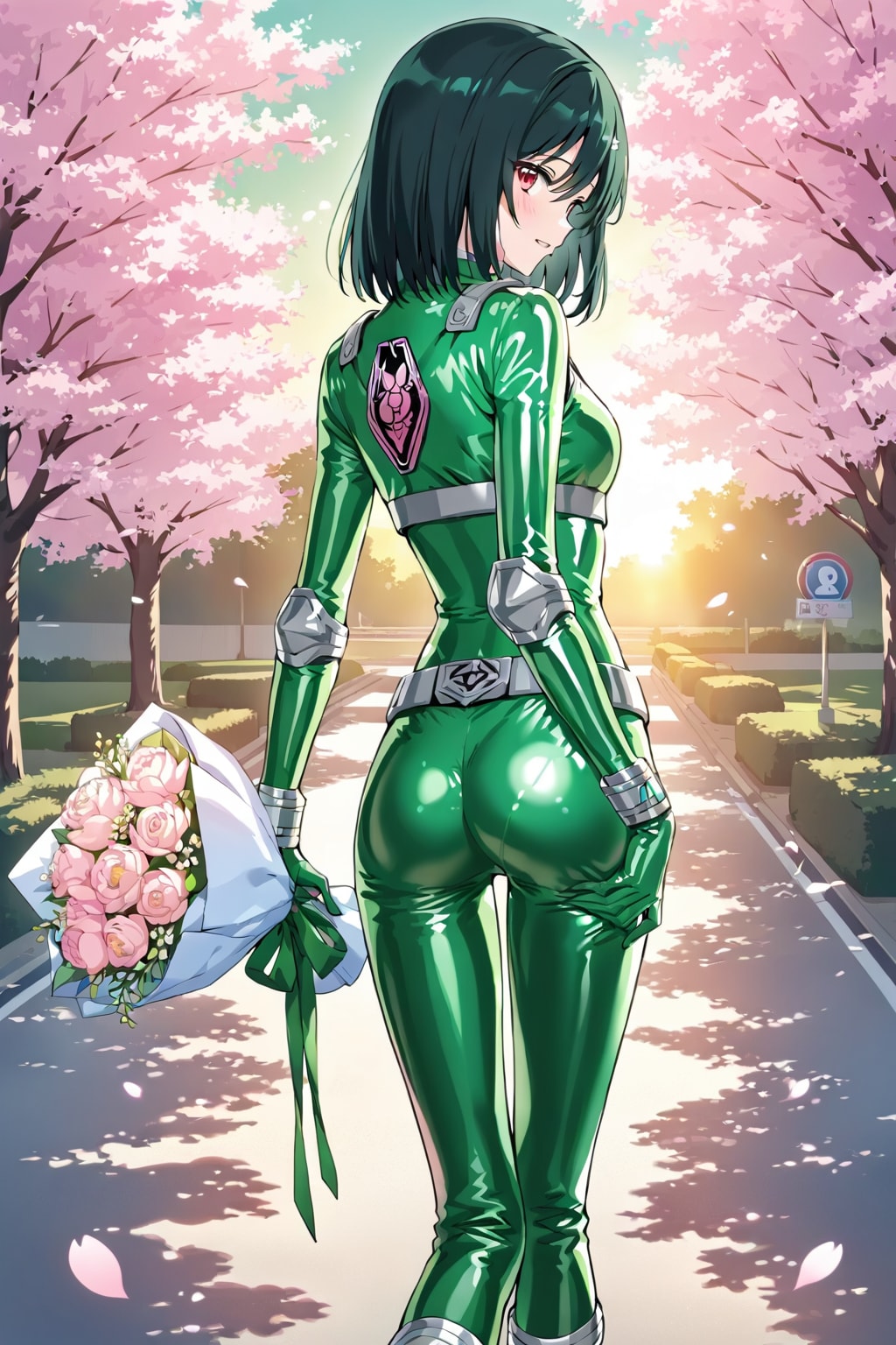 戦隊衣装の三船妹を後ろから(ちちぷい版) | の人気AIイラスト・グラビア