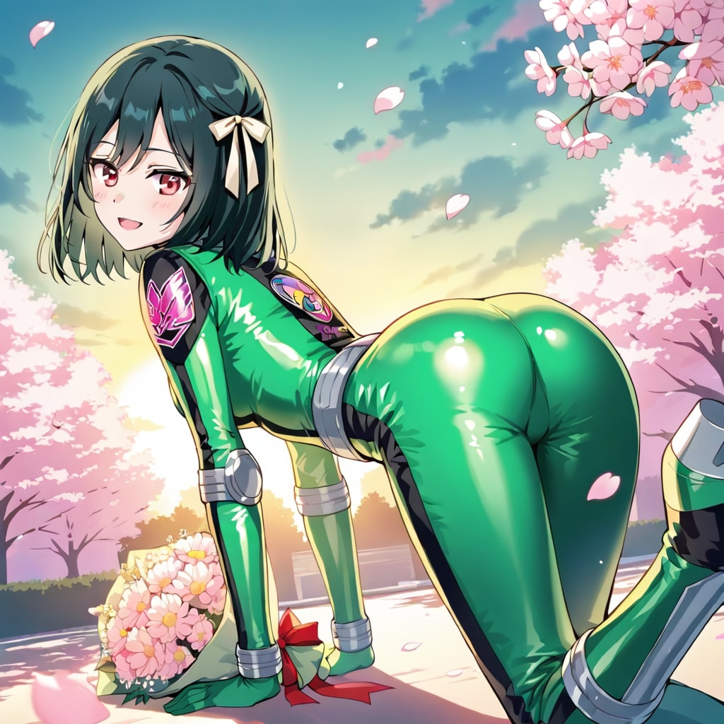 戦隊衣装の三船妹を後ろから(ちちぷい版)