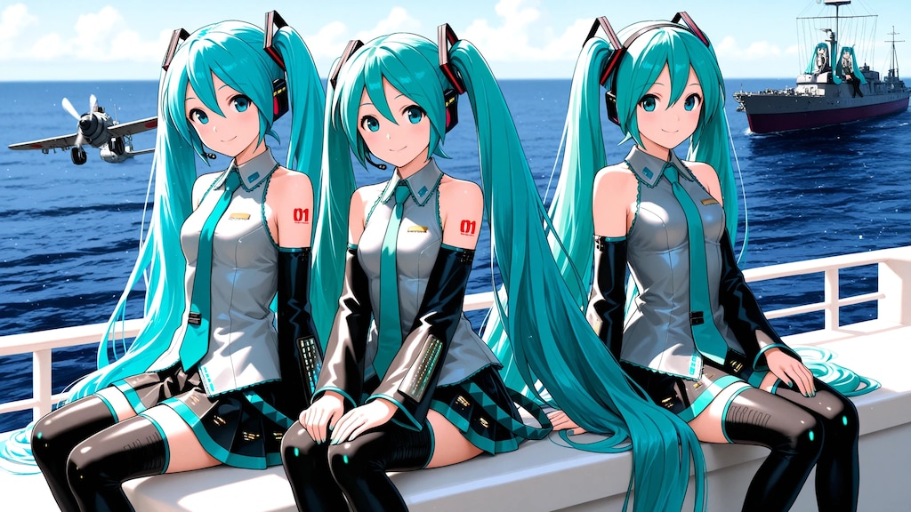 初音ミクと軍艦