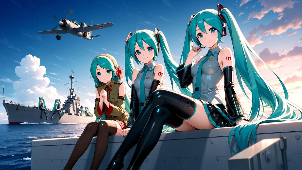 初音ミクと軍艦