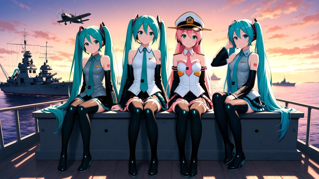 初音ミクと軍艦