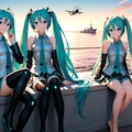 初音ミクと軍艦 2枚目