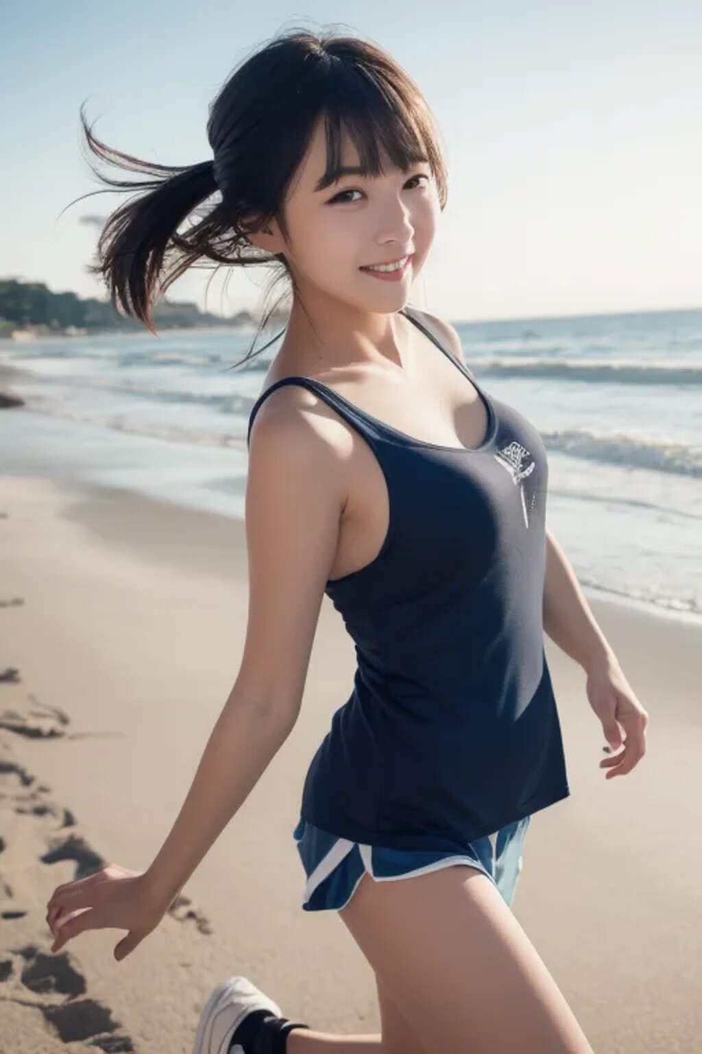 ER 3 お家近くの海岸でストレッチ これから学校行くよ🍀