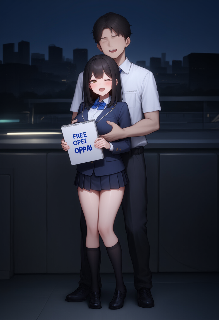 JKが夜も自由におっぱい揉ませる企画を敢行