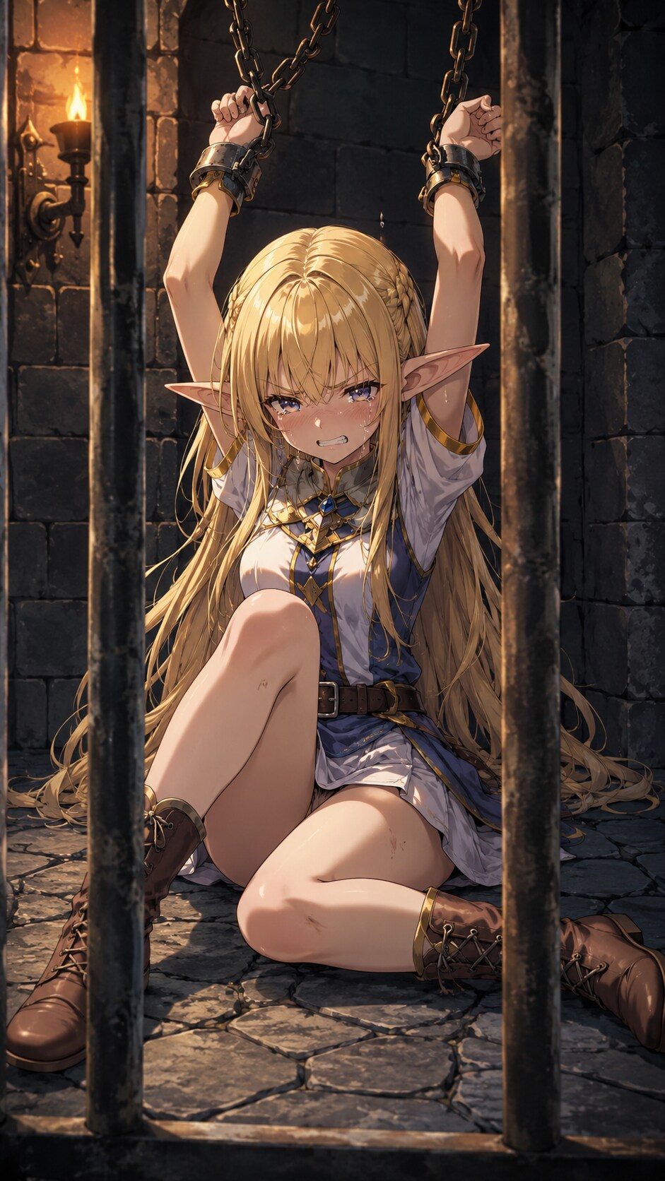 囚われエルフちゃん。『ちょっと出しなさいよ！　なによ、王の髪の毛ヅラじゃん、って言ったくらいで投獄とかありえないから！！』