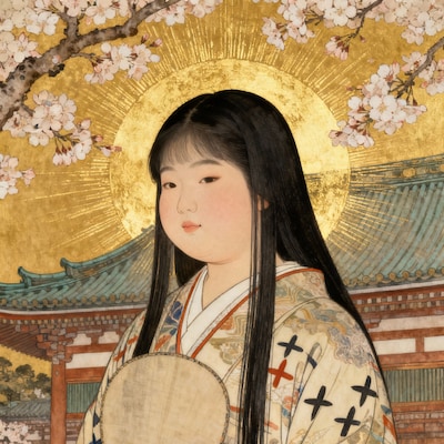 日本画調の日本の姫様の肖像画