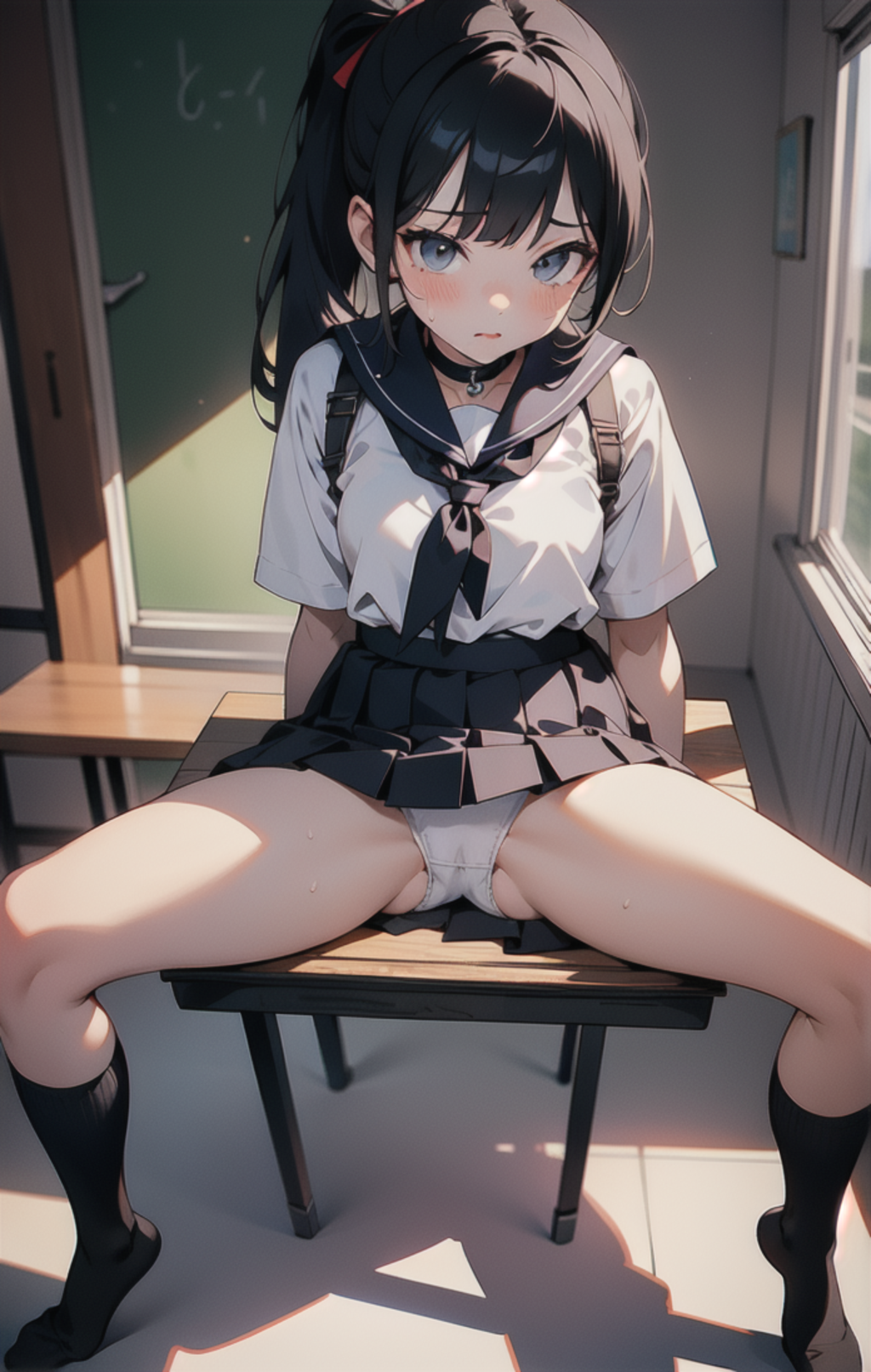 制服姿の「なかのさん」の下着を撮影【LoRA付き・パンチラ・M字開脚】