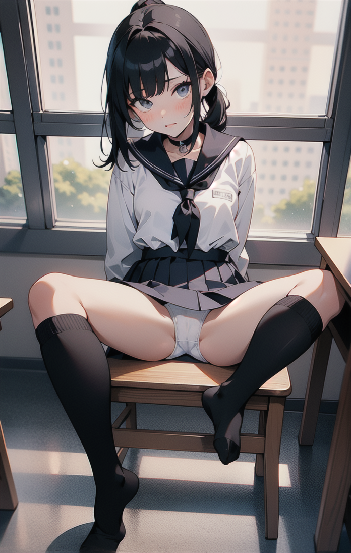 制服姿の「なかのさん」の下着を撮影【LoRA付き・パンチラ・M字開脚】