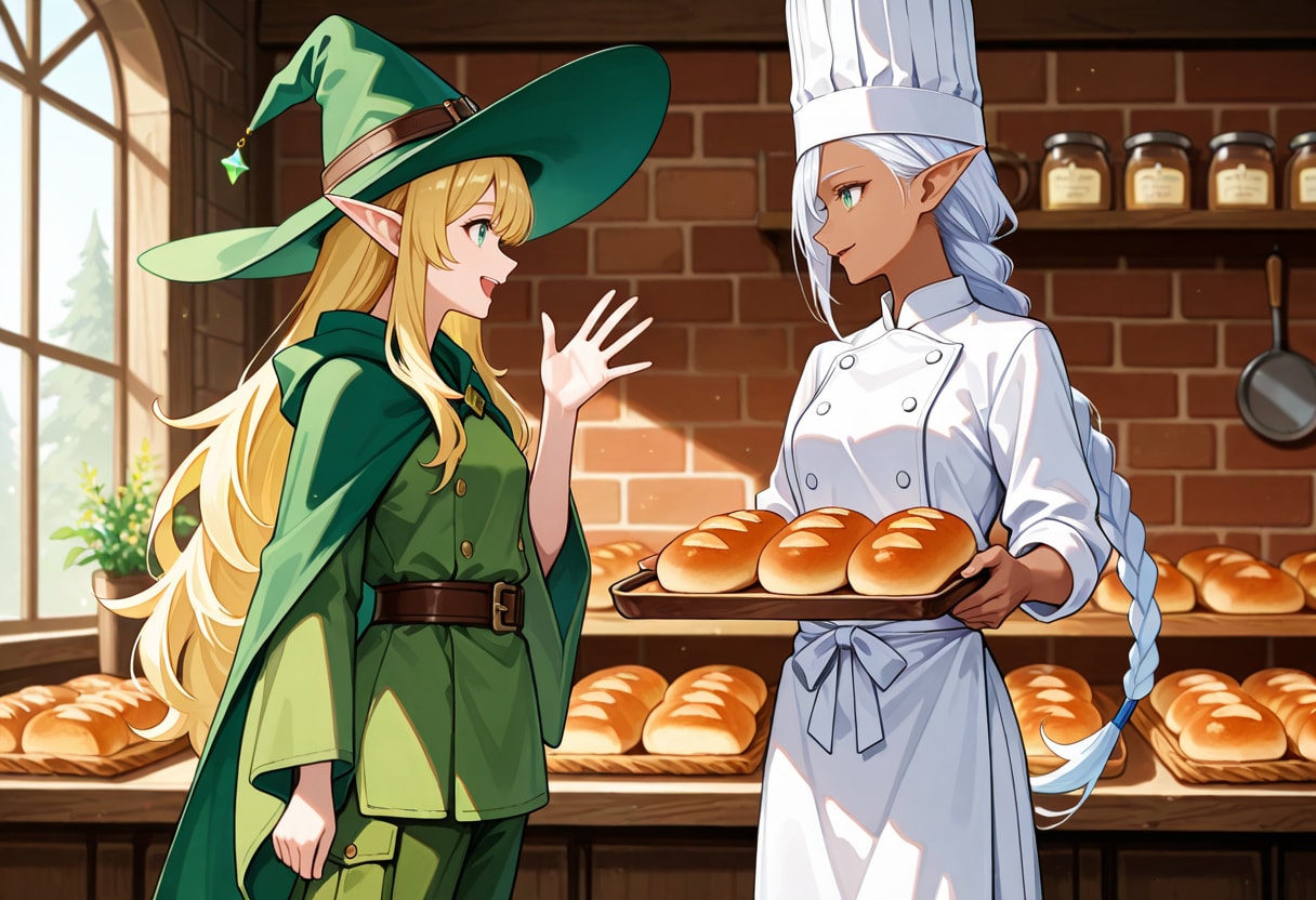 親友同士なエルフ魔女さんとダークエルフさん | の人気AIイラスト・グラビア