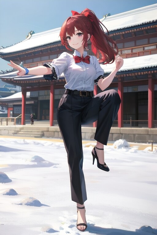 かっこかわいい韓国テコンドー美少女イ・ソア（李瑞雅）　雪の景福宮殿外でテコンドー演武！