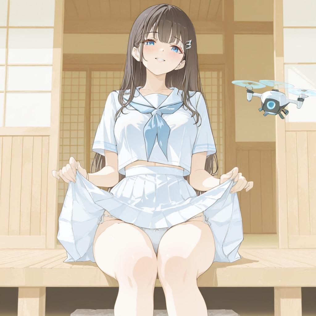 縁側少女とドローン