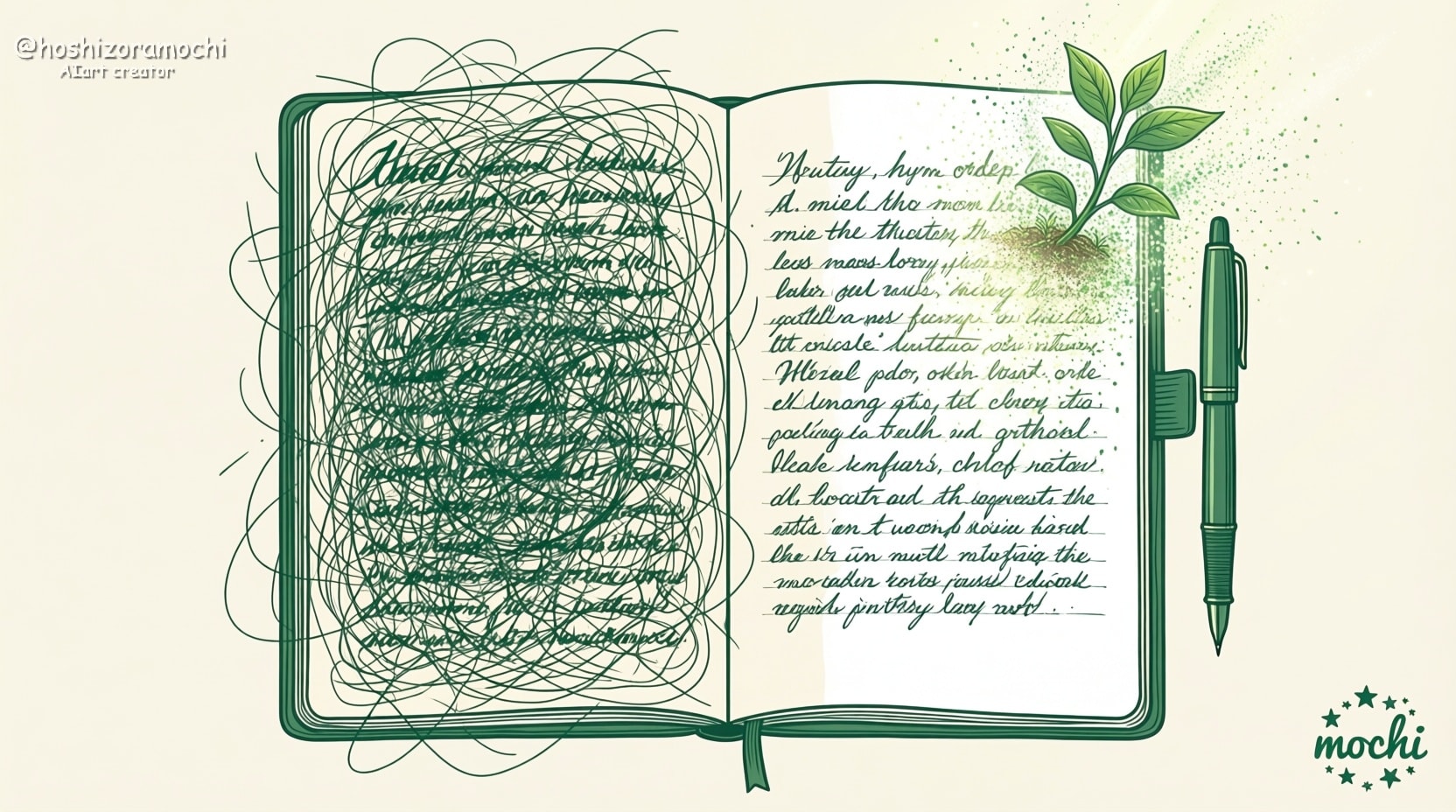 書き出すたび、本音が見えてくる📖🌱 | の人気AIイラスト・グラビア