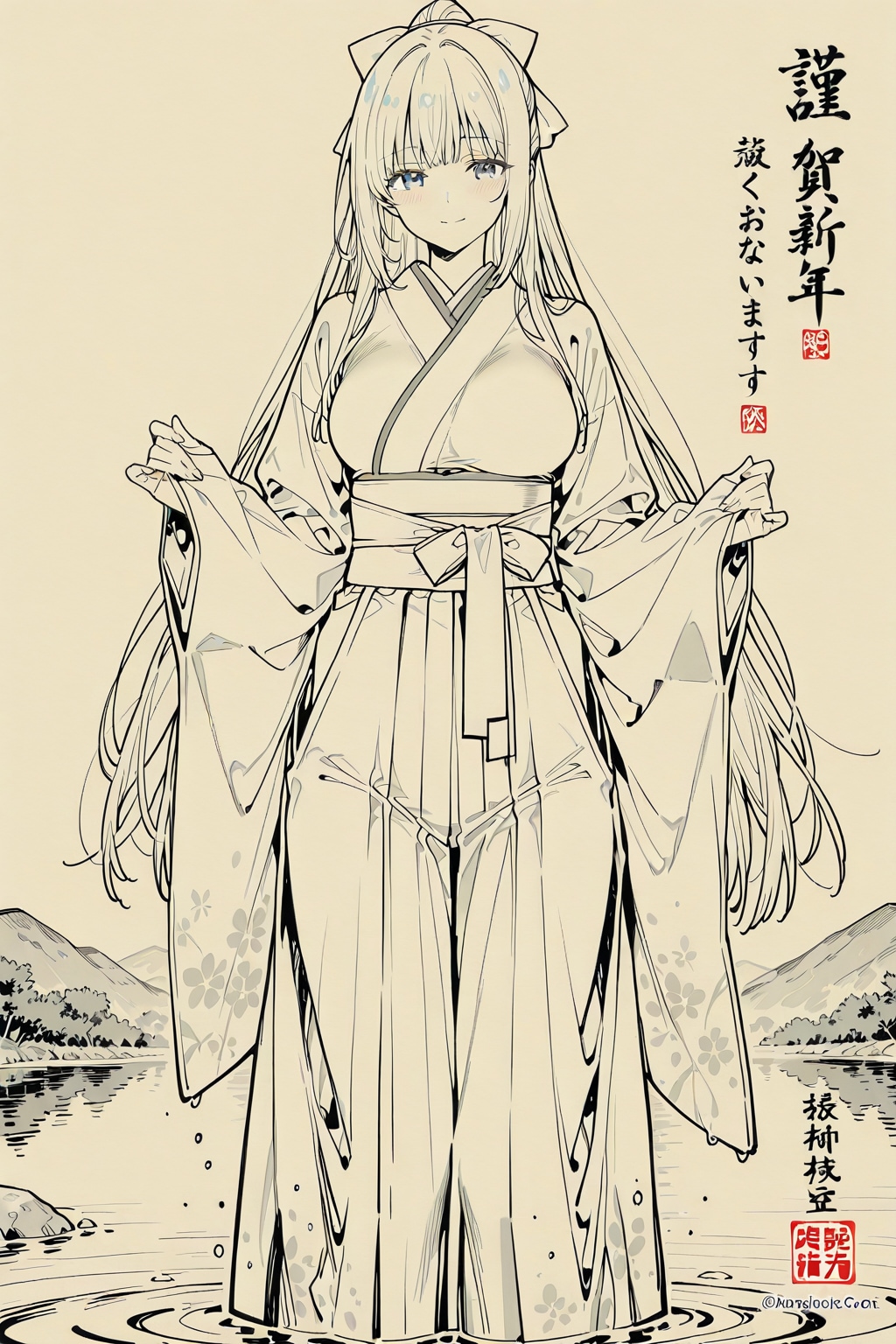 日本画で描く「田沢湖の辰子姫」